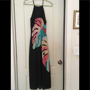 South American Exclusive long Dress in Black & a design on the side Size S woman